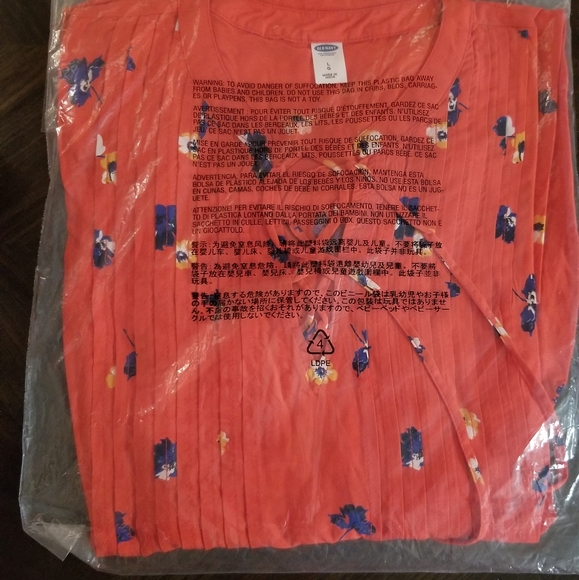 Old Navy Orange Floral Print Long Sleeve V Neck S - Picture 3 of 7